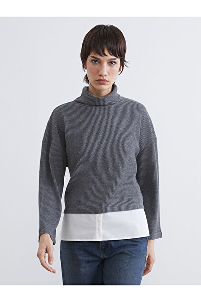 LC Waikiki Anthracite Turtleneck Women's Knitwear Sweater