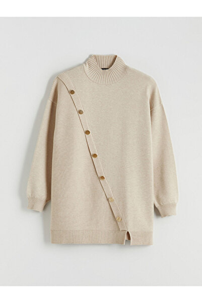 LC Waikiki UZG Store'den Stilinizi Oluşturun Bej Yarım Balıkçı Yaka Kadın Triko Kazak