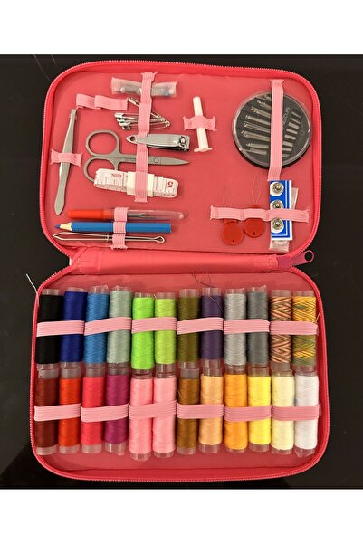 Yumuşakkeçe Multi-Colored Thread Sewing Kit with Zipper – Hobby Sewing Kit Including Needle, Scissors, and Repair Accessories