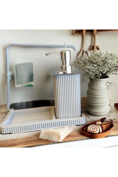 Baroness Lavabo Üstü Sıvı Sabunluk & Süngerlik Seti – Düzenleyici Tepsili, as...