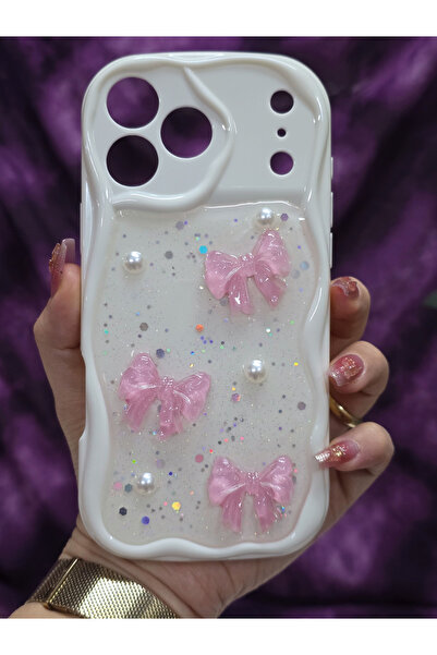 Magic Ring غطاء هاتف متوافق مع آيفون 17 برو ماكس بتصميم فيونكة وردية وتفاصيل ...