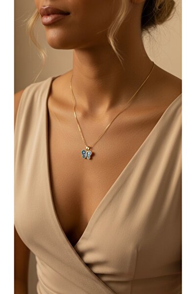 İNN JEWELLERY 316L Steel Necklace Tarnish-Free Antiallergic with Butterfly Fi...