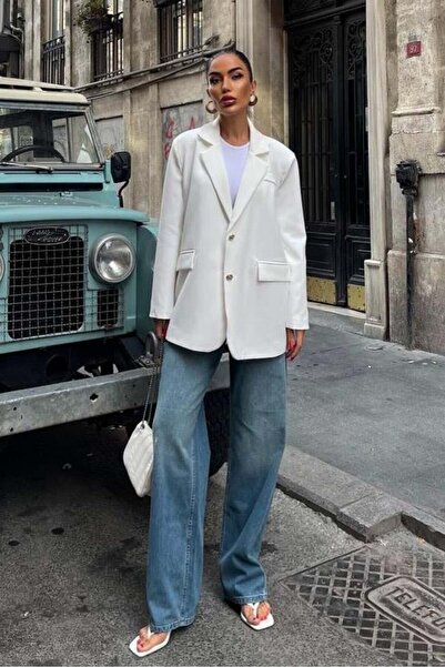 Lijuri Double Button White Blazer Jacket 6159 R9-K-K1