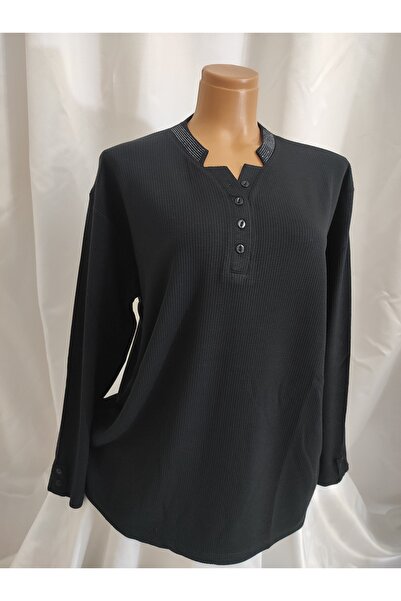 DİLEĞİM BUTİK BÜYÜK BEDEN V YAKA YUMUŞAK ESNEK TRİKO BLUZ