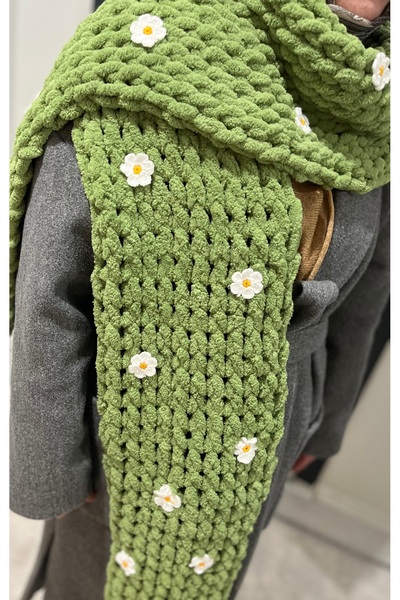 DUYGUNUN DÜKKANI Papatya motifli puffy atkı şal