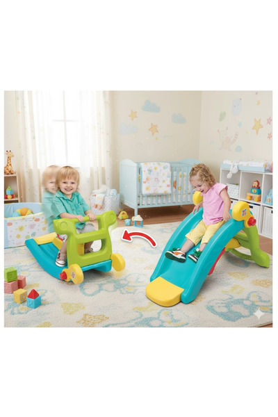 LAOBAN كرسي هزاز متعدد الوظائف مع زحليقة، لعبة 2 في 1، كرسي هزاز ملون للأطفال