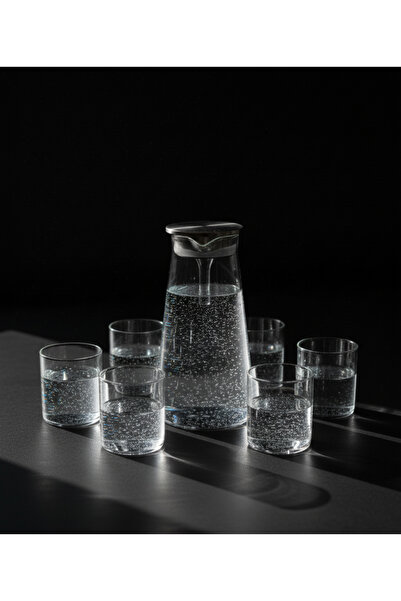 Tutku 7 Parça Sürahi Su Takımı Cam-Metal Kapak