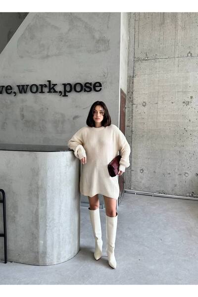 Bibasic Oversize mini Triko Elbise