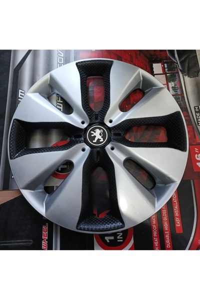 Universal Peugeot 301 Uyumlu 15 inç Çift Renk Jant Kapağı 4'lü Takım Amblem H...