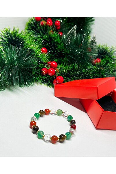Agatella Tasarım Handmade Mixed Natural Stone Bracelet – Stylish Steel Spacer...