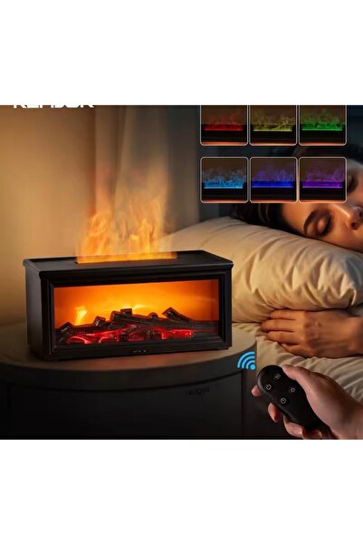 Saatistan Aroma Hava Nemlendirici Alev Şömineli Esansiyel Yağ Difüzörü