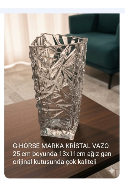ORTAKÖY CENNETİ Krıstalize kalıteli kalın orjınal kutusunda vazo G-HORSE mark...