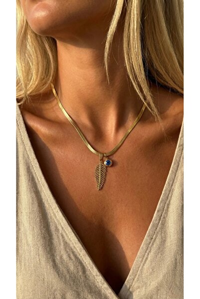 İNN JEWELLERY 316L Steel Necklace Tarnish-Free Antiallergic with Leaf Figure (2 Years Importer Warranty)