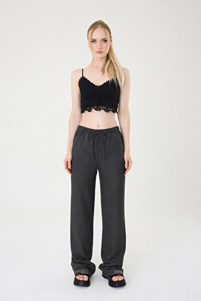 Hazel Women's Anthracite Linen Blend Loose Fit Trousers