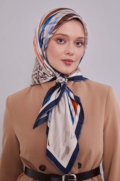 Levidor Navy Blue Twill Pure Silk Scarf