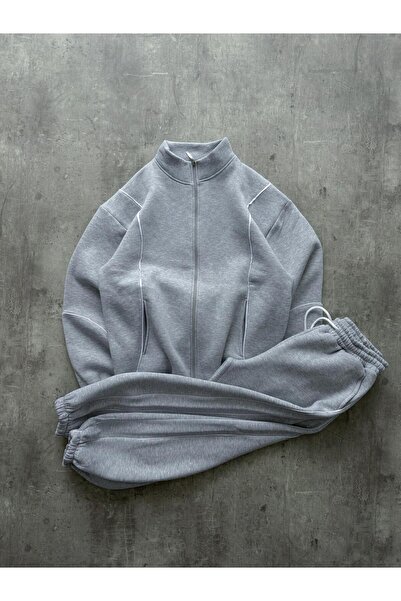 OTAKU Unisex Contrast Piped Full Zip Thick Tracksuit Set