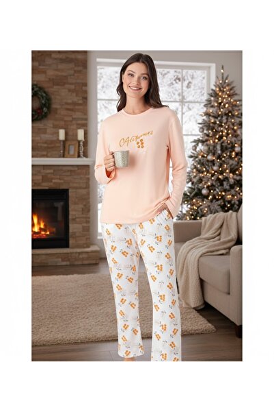 İpek Women's Long Sleeve Crew Neck Thermal Fabric Pajama Set