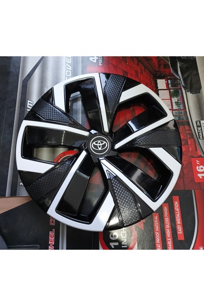 Universal Toyota Yaris Uyumlu 14 inç Beyaz Çıtalı Jant Kapağı 4'lü Takım Ambl...