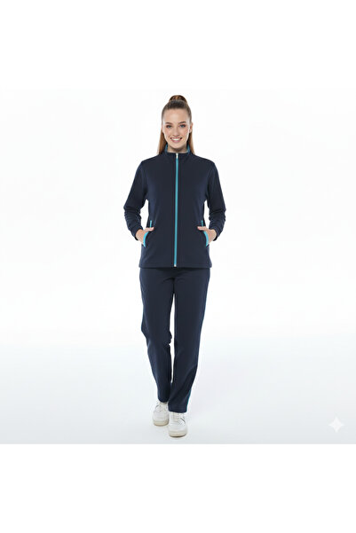 ASN concept Women's Piped Navy Blue Tracksuit Set (with Plus Size Option)