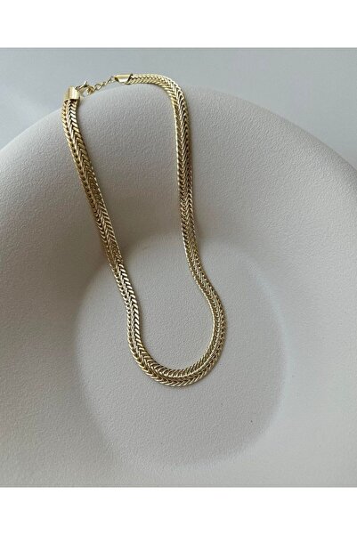 ELOA AKSESUAR 14K Altın Kaplama Kuyum Model İnce Kılçık Kadın Kolye