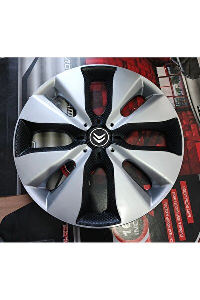 Universal Citroen C3/C2 Uyumlu 15 inç Çift Renk Jant Kapağı 4'lü Takım Amblem...