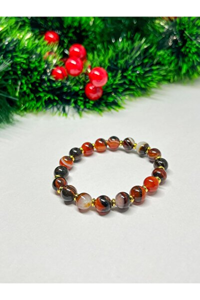 Agatella Tasarım Red Agate Natural Stone Bracelet – 8 mm – Unisex – Power & E...