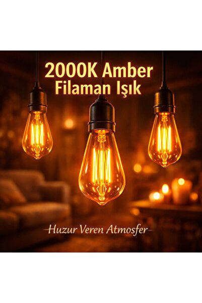 PANASONIC Rustik Filament LED Ampul 2000 Kelvin – Sarı Gold Işık