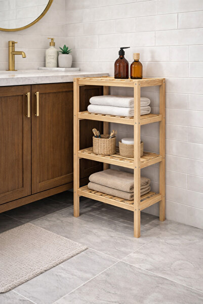 MCNdesign 4 KATLI BANYA RAFI ÇOK AMAÇLI AHŞAP RAF