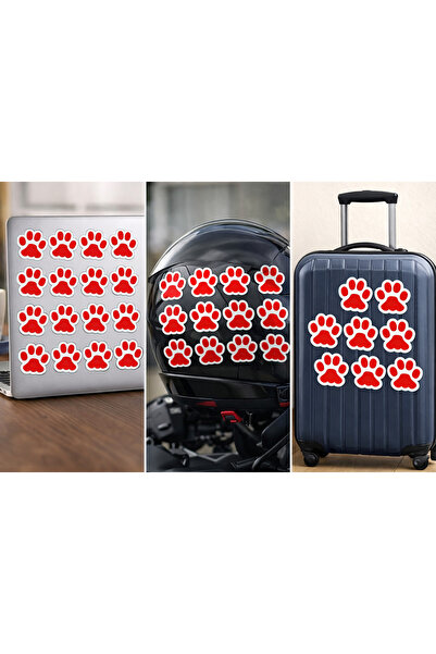 Limitless Design Red Paw Sticker Set 25X20 cm – Cute Animal Paw Sticker