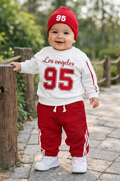 UmBaby Erkek Bebek 3’lü Eşofman Takım Oversize Rahat Kalıp | Şapkalı Günlük K...