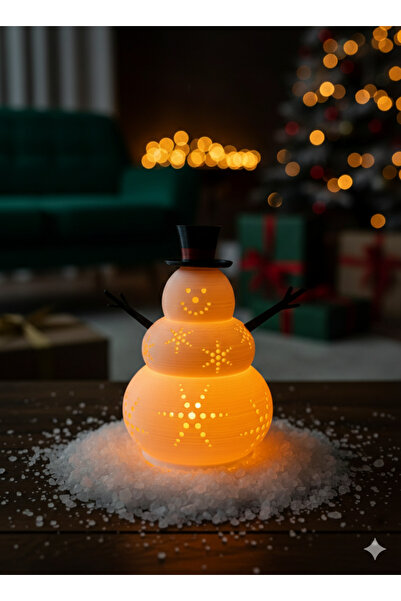 3d soft light Yıldızlı Işıklı Pilli Mum Kardan Adam Gece Lambası - Dekoratif ...