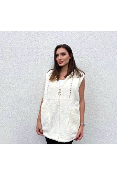 byasafkids Women's Hooded and Zipper Detail Welsoft Sleeveless Vest