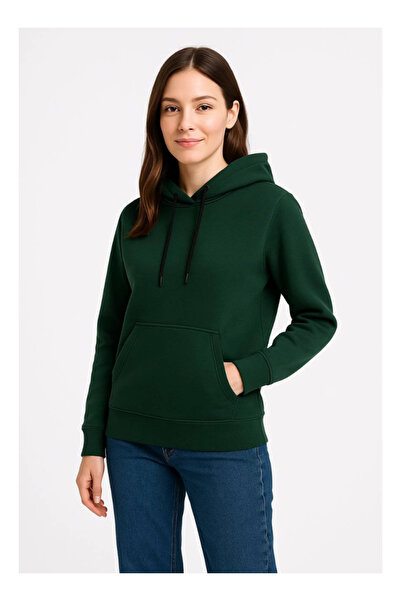 byasafkids سترة بغطاء للرأس بثلاثة خيوط مع جيوب كنغر - كاكي