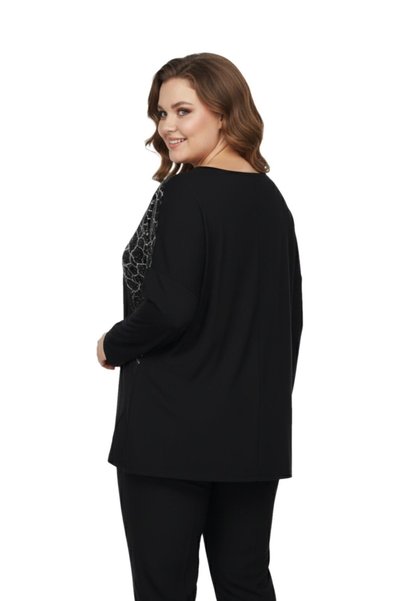 wearon tekstil Bluză neagră pentru femei, cu gât în ​​formă de piatră, BGL-ST05156