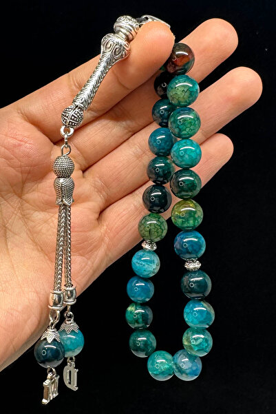 Fabula Silver Bilek Boy Akik Taşı Tesbih Özel Renk Kişiye Özel Harfli Tespih