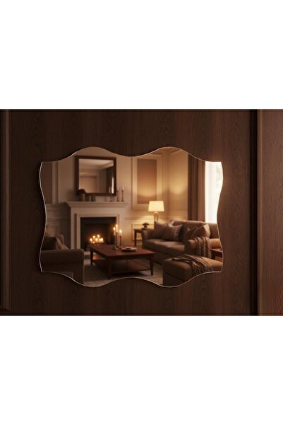 ONYA DESİGN 78x58 Estetik Dalgalı Duvar Aynası | Salon Banyo Antre Dekor Ayna...