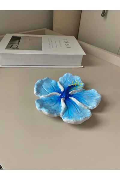 EYO Dekoratif Çiçek Turkuaz Hibiskus Takı Tabağı