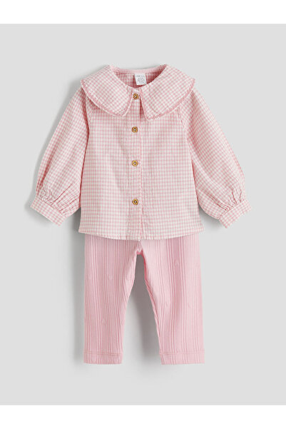 LC Waikiki قميص وسروال ضيق للفتيات الصغيرات من إكرو ياقة دائرية