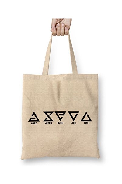 Toyaso The Witcher White Tote Bag Long Handle Shopping Bag Beach Bag