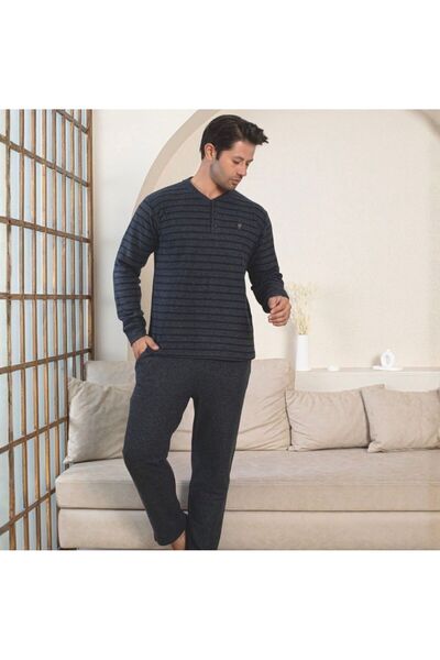 İpek Ανδρικό Σετ Πιτζάμες Χειμερινό Μακρυμάνικο Σελανίκι Υφασμάτινο