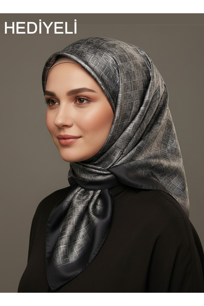 Picasso وشاح كريستالي أسود بمظهر حريري – تصميم أنيق من التويل 90×90