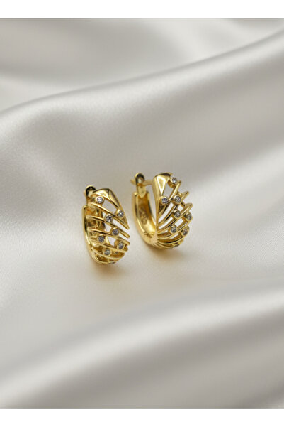 GKCBijoux Xuping Gold Zirkon Taşlı Sarmal Halka Küpe VIP Seri