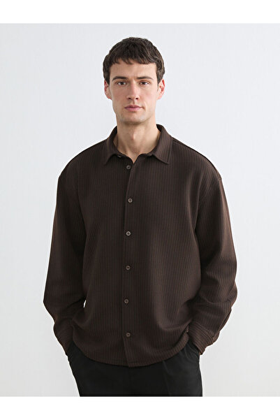 LC Waikiki Brown Regular Fit Striped Men's Shirt