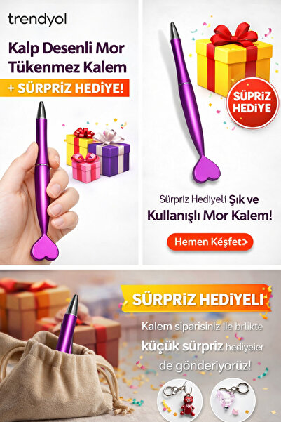 Hayatı Kolaylaştıran Ürünler Bibizde Kalp Desenli Metalik Mor Tükenmez Kalem ...