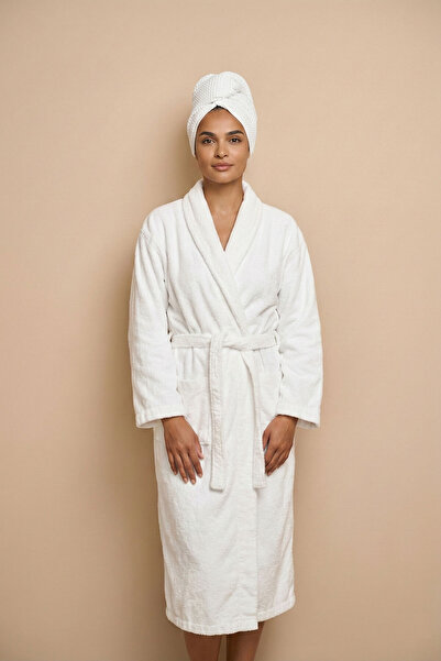 Salvia Dione 100% Cotton Pique Hair Cap with Buttons, Practical Hair Drying Care Spa and Face Washing Cap