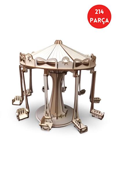 ALGWOOD Lunapark Karusel Ahşap Maket Kiti – 214 Parça 3D Puzzle Büyük Boy Lun...
