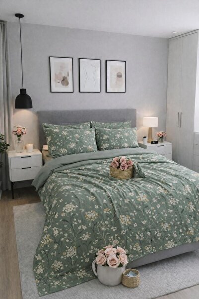 Sheri Home Lastikli Çarşaflı Nevresim Takımı Çift Kişilik