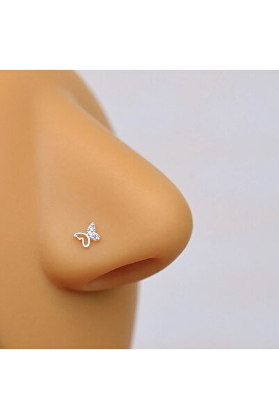 U&Gi Moda 925 Ayar Gümüş Burun Piercing Kelebek Figürlü Minimal Hızma 8mm Ant...