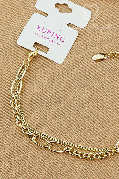 Keyifli Hayaller Xuping Bileklik - Vip Xuping 2li Zincir 14K Gold Kararmaz Ku...
