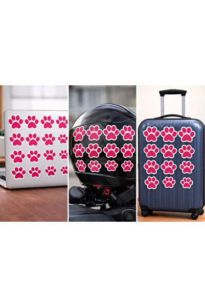Limitless Design Pink Paw Sticker Set 25X20 cm – Different Sizes Cute Animal ...